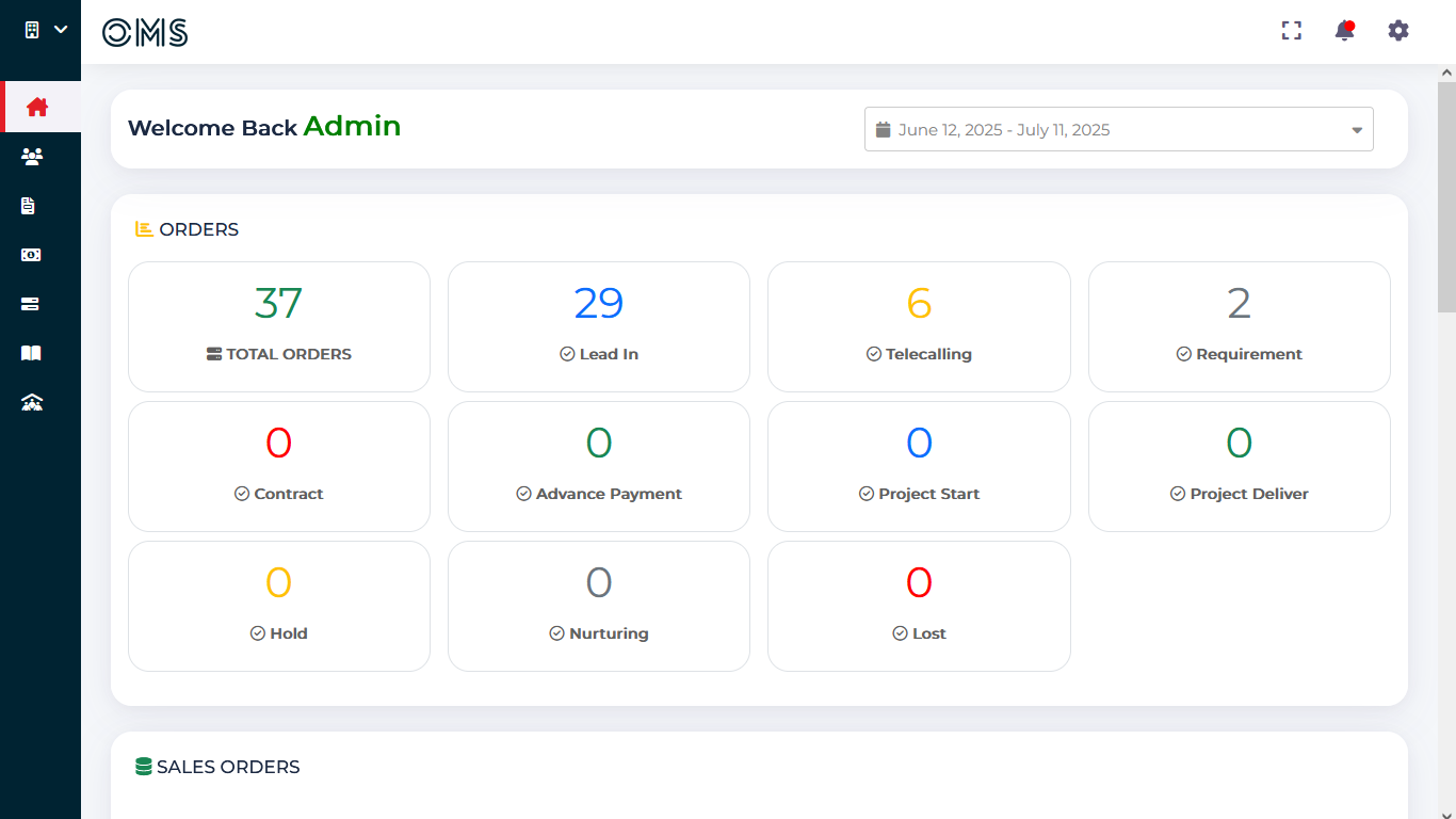 Promato OMS software dashboard with real-time order updates