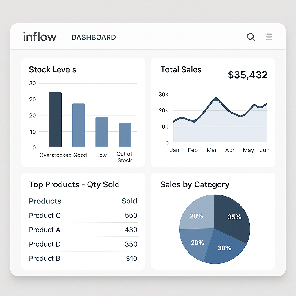 inFlow inventory and order dashboard as a simple order management solution